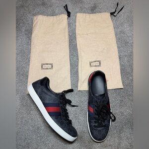 Gucci Ace GG Supreme Monogram Mens Black Sneakers - Size 10.5 (US 11)